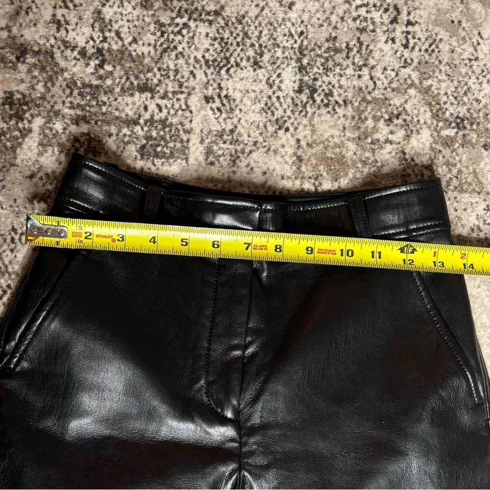 Babaton Black Faux Leather High Waisted Flare Pants Size Zero